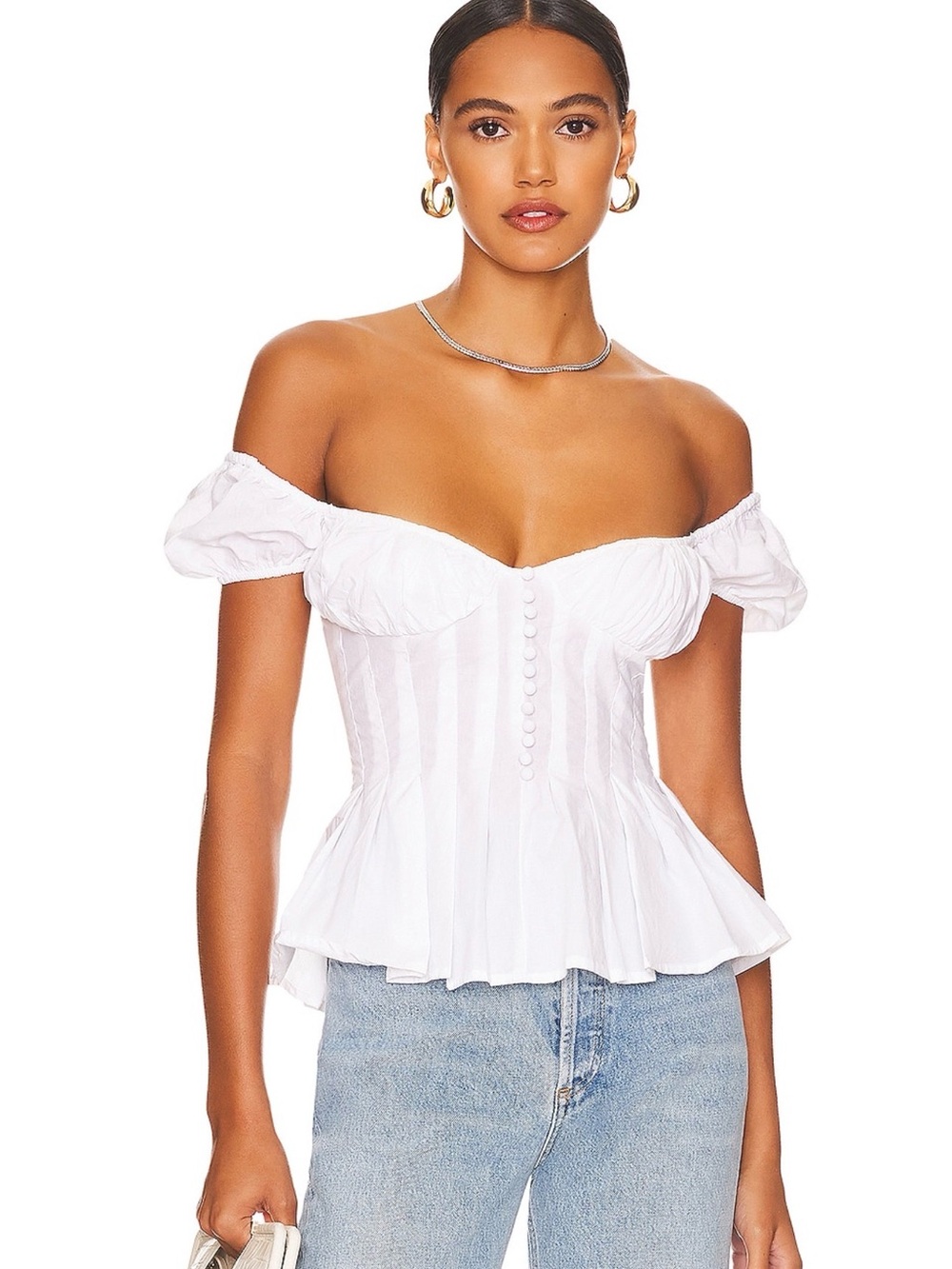 Revolve - Larna Poplin top in Orchid White